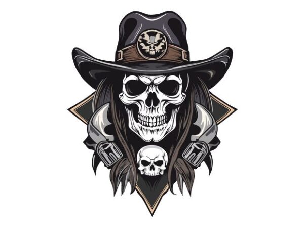 Cowboy skull t shirt vector file