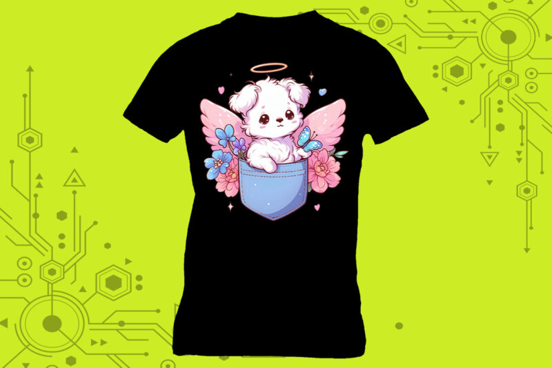 Trendy T-Shirt Alert Embrace Your Love for Pet Dog in pocket Character Illustration Clipart