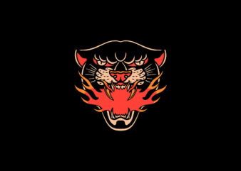 flaming panther t shirt graphic design