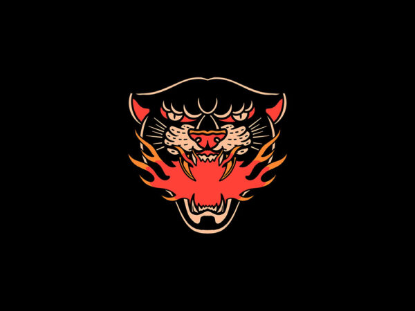 Flaming panther t shirt graphic design