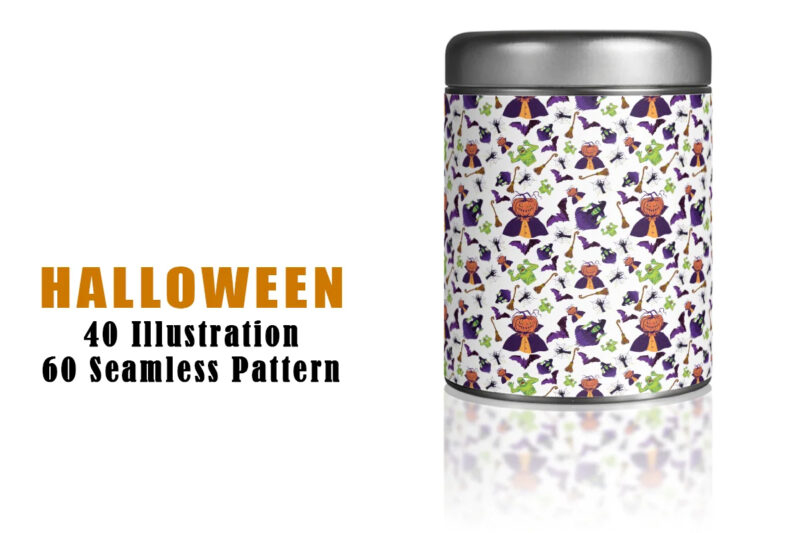 Halloween 40 Illustration and 60 Seamless Pattern 100 Combo Bundle