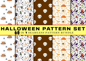 Halloween 40 Illustration and 60 Seamless Pattern 100 Combo Bundle