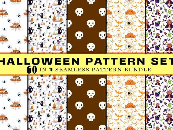 Halloween 40 illustration and 60 seamless pattern 100 combo bundle graphic t shirt