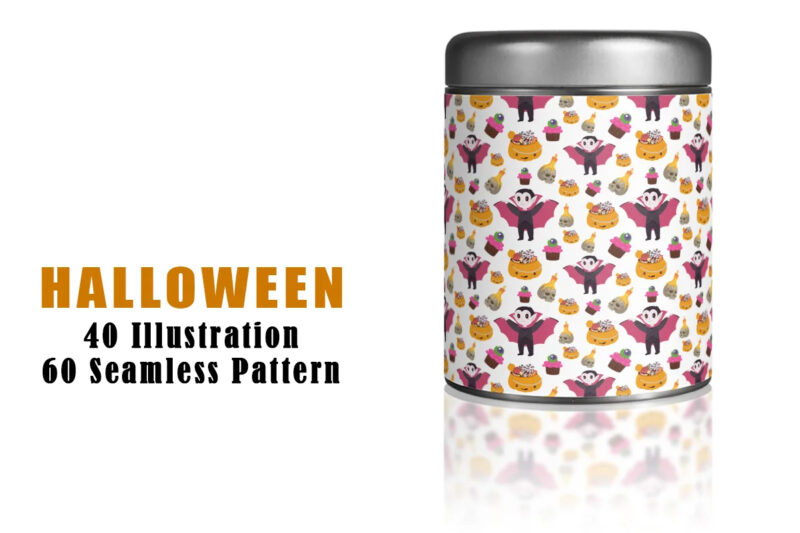 Halloween 40 Illustration and 60 Seamless Pattern 100 Combo Bundle