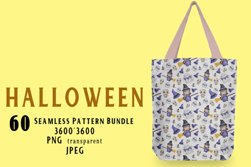 Halloween 40 Illustration and 60 Seamless Pattern 100 Combo Bundle