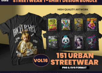 151 Urban Streetwear Designs, T-shirt Design bundle, Streetwear Designs, Aesthetic Design, shirt designs, Graphics shirt, DTF, DTG