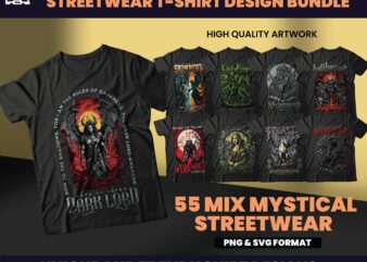 55 MIX Urban Streetwear Designs, T-shirt Design bundle, Streetwear Designs, Mythical creature Design, shirt designs, tee designs, DTF, DTG