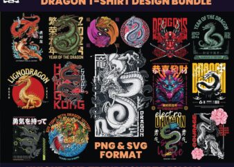 56 Dragon T-shirt designs bundle, Dragon streetwear, dragon design, chinese dragon, japanese dragon, dragon shirts, Graphic tee, DTF, DTG