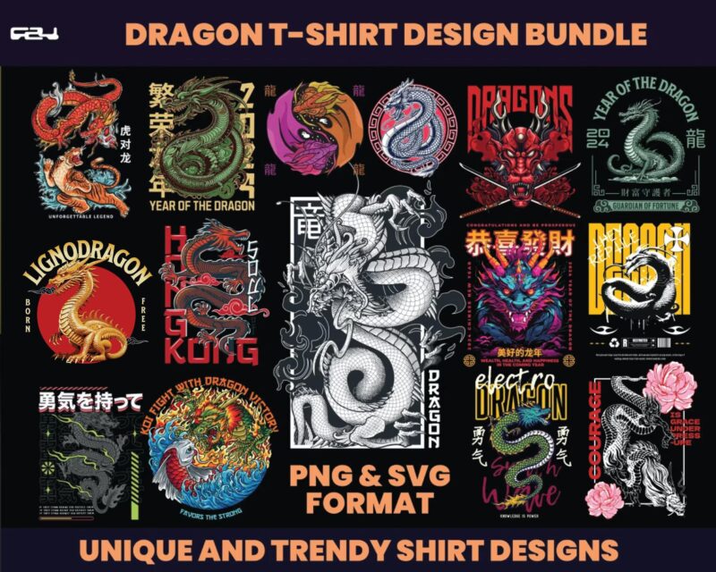 56 Dragon T-shirt designs bundle, Dragon streetwear, dragon design, chinese dragon, japanese dragon, dragon shirts, Graphic tee, DTF, DTG