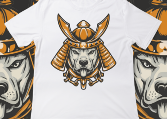 Samurai Dog, t-shirt design, template, instant download, Dog in samurai attire, graphic t-shirt design
