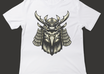 Samurai Eagle, t-shirt design, template, instant download, Eagle in samurai attire, graphic t-shirt design