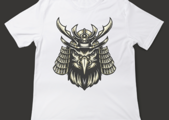 Samurai eagle, t-shirt design, template, instant download, eagle in samurai attire, graphic t-shirt design