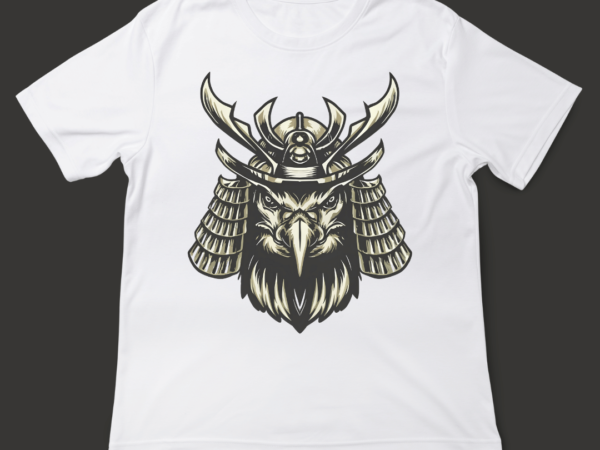 Samurai eagle, t-shirt design, template, instant download, eagle in samurai attire, graphic t-shirt design