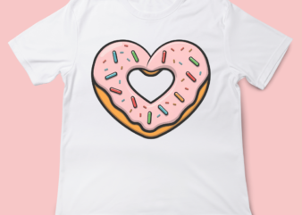 heart shaped donut, valentines day, cute, t-shirt design, donut is my valentine, love donut, donut graphic t-shirt