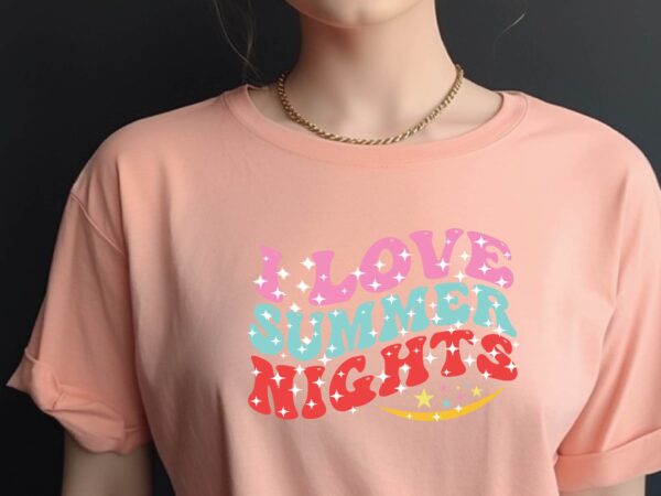 I love summer nights t shirt design for sale