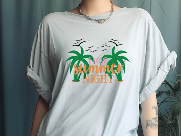 I love summer night t shirt design for sale