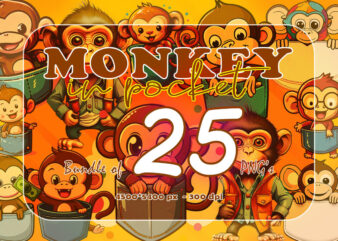 Monkey In Pocket Illustration 25 Clipart Bundle
