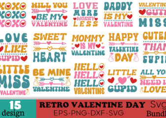 Retro Valentine’s Day T-shirt Bundle Retro Valentine’s Day SVG Bundle