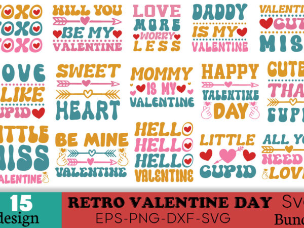 Retro valentine’s day t-shirt bundle retro valentine’s day svg bundle