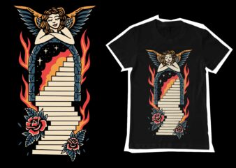 the angel ways illustration for t-shirt design