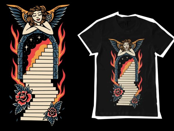 The angel ways illustration for t-shirt design