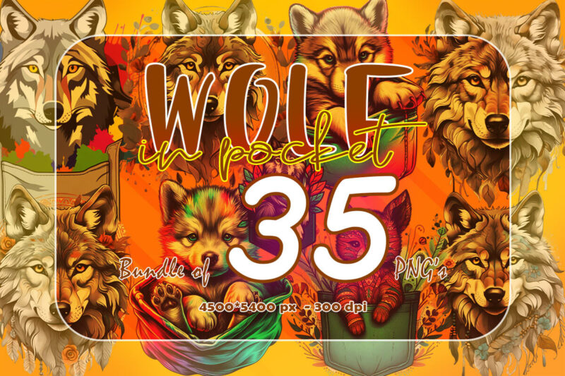 Wolf In Pocket 35 Clipart Perfect for Stylish T-Shirt Design