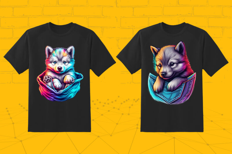 Wolf In Pocket 35 Clipart Perfect for Stylish T-Shirt Design