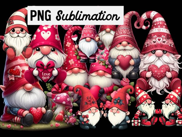 Valentines gnome png sublimation t shirt vector art