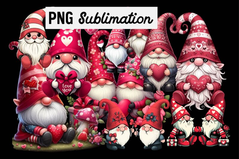 Valentines Gnome PNG Sublimation
