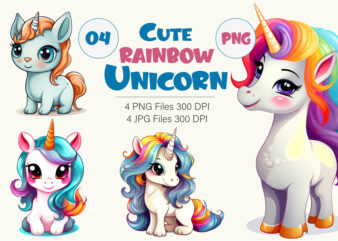 Cute rainbow unicorns 04. TShirt Sticker.