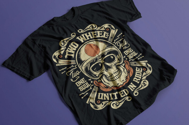 vintage skull motorbike rider t-shirt design 2024