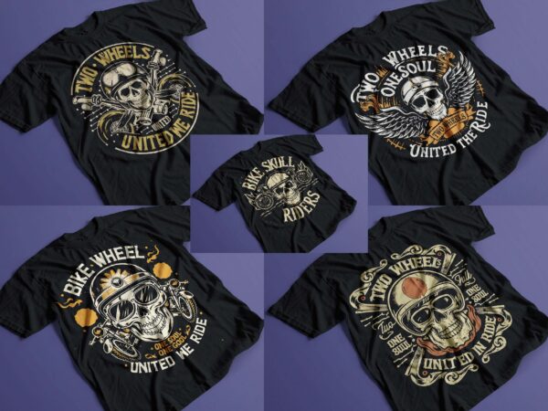 Vintage skull motorbike rider t-shirt design 2024