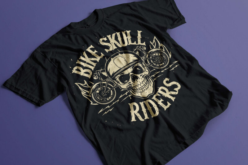 vintage skull motorbike rider t-shirt design 2024