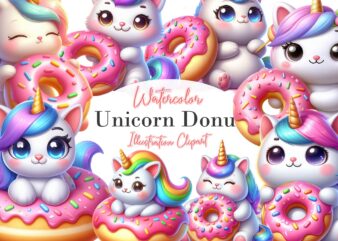 Cat Unicorn and Donut Sublimation t shirt vector file