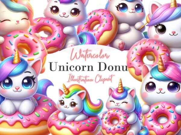 Cat unicorn and donut sublimation t shirt vector file