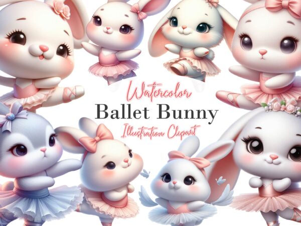 Cute ballet bunny sublimation clipart t shirt vector file