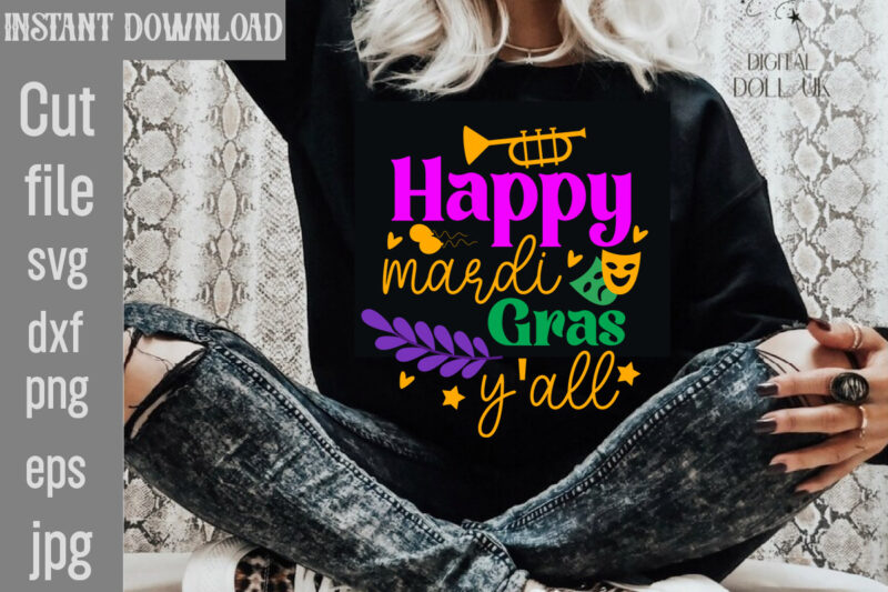 Mardi GrasT-shirt Bundle ,Mardi Gras SVG,Mardi Gras PNG Files,Mardi Gras PNG Files, Happy Mardi Gras Crawfish png, Mardi Gras PNG, Instant D