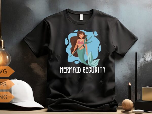 Mermaid security merman tridents fun halloween costume party t-shirt design vector, mermaid security shirt, merman tridents, fun halloween