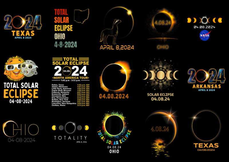 15 Total Solar Eclipse 2024 Shirt Designs Bundle P1, Total Solar Eclipse 2024 T-shirt, Total Solar Eclipse 2024 png file, Total Solar Eclips