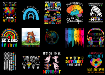 15 Autism Awareness Shirt Designs Bundle P1, Autism Awareness T-shirt, Autism Awareness png file, Autism Awareness digital file, Autism Awar