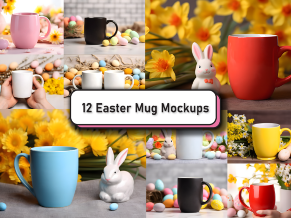 Easter sunday coffee mug mockup bundle vector clipart