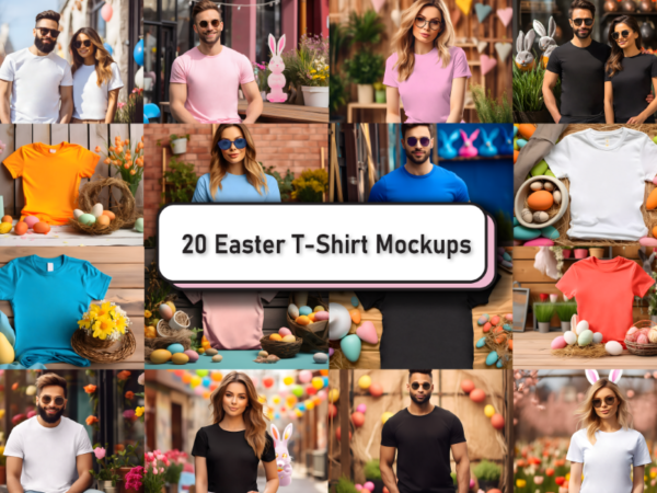 Easter sunday t-shirt mockup bundle