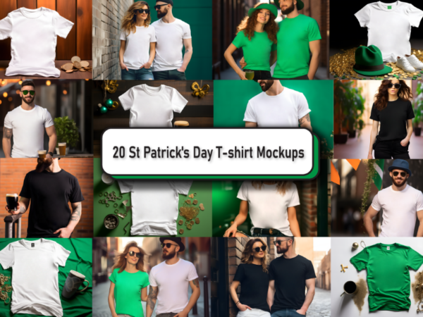 St patrick’s day t-shirt mockup bundle
