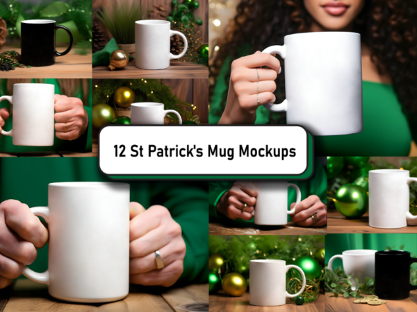 St patrick’s mug mockup bundle t shirt template vector