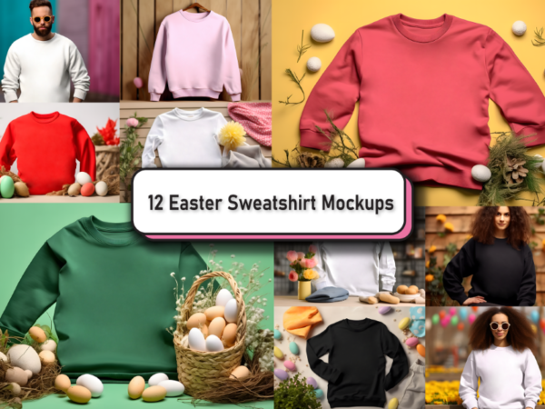 Easter sunday gildan 18000 mockup bundle vector clipart