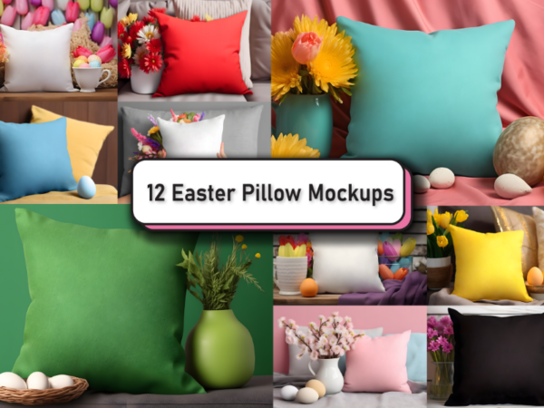 Easter sunday throw pillow mockup bundle vector clipart