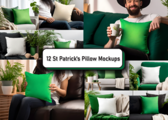 St Patrick’s Pillow Mockup Bundle t shirt template vector