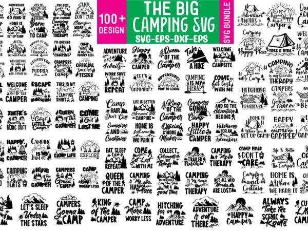 Mega camping t-shirt bundle,mega camping svg bundle ,camping tee shirt designs,100 t-shirt designs,mega camping svg bundle ,camping tee shi