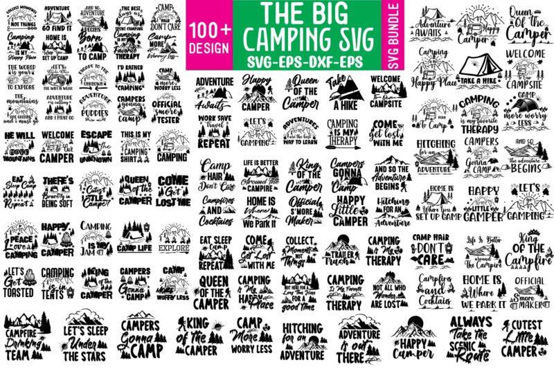 Mega Camping T-shirt Bundle,Mega Camping SVG Bundle ,camping tee shirt Designs,100 T-shirt Designs,Mega Camping SVG Bundle ,camping tee shi