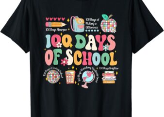100 Days Of School Teachers Retro Disco 100th Day Of School T-Shirt